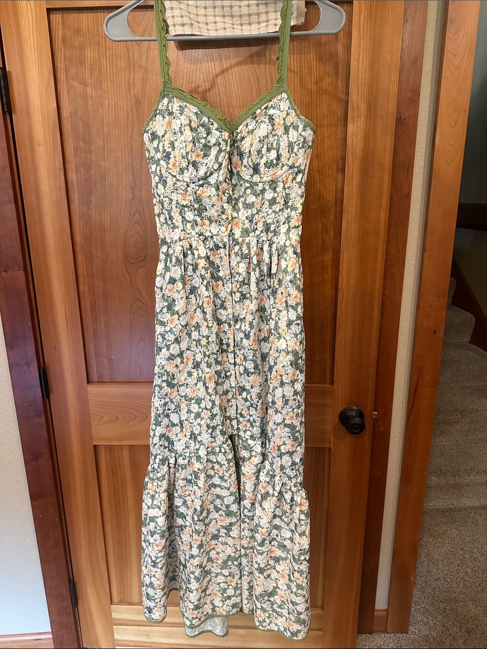 ASTR the Label Floral Green and Cream Maxi Sundress